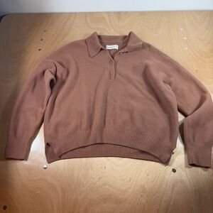 Abercrombie & Fitch Rust Brown Polo Collar Knit Sweater
